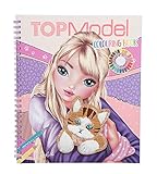 Depesche 11450 TOPModel - Colouring Book CAT, Malbuch mit 40 Katzen-Motiven zum Ausmalen, inkl. Sticker-Bogen, Cover mit Katzen-Applikation mit F