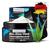 BIO-Aloe-Vera Feuchtigkeitscreme Gesicht Männer & After Shave Herren - riesige 100ml Made in Germany - Gesichtspflege vegan, Gesichtscreme Männer - Hyaluron, Panthenol, Silber, Geschenke für M