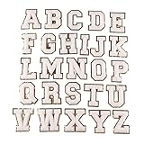 Oshhni Alphabet Buchstaben Patch Aufbügeln/Aufnähen Gestickte A-Z Wörter 26 Stück Chenille Abzeichen Applikation für Stoff Handwerk Hemden Jeans - WEIß