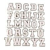 Oshhni Alphabet Buchstaben Patch Aufbügeln/Aufnähen Gestickte A-Z Wörter 26 Stück Chenille Abzeichen Applikation für Stoff Handwerk Hemden Jeans - WEIß