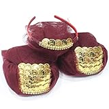 Istanbulbazaar® 10 Stück Haarreifen mit Goldmünzen Haarschmuck Brautschmuck - Kina Polterabend Tac Ceyrek Altin li Nedime Taci Henna Abend Brautjungfer Kranz mit Gold Gecesi Nikah Söz (BORDEUX)