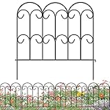 FEED GARDEN Faltbarer Gartenzaun aus Metall, 45,7 x 2,3 m, 5 Stück, für den Außenbereich, Schmiedeeisen, Landschaftseinfassung, Umrandung für Tierabsperrung, schw