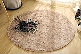 XINYUKEJI.Teppich Seidige glatte Teppiche, Flauschige Teppiche Anti-Rutsch-Shaggy-Bereich Teppich Esszimmer Home Schlafzimmer Teppich Runde Bodenmatte - Super Soft Indoor (Braun, 100 x 100 cm)