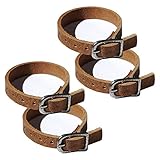 Wolfszeit Lederriemen 4er Pack - aus echtem, stabilen, braunen Büffelleder - mit Metallverschluss (20cm)