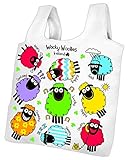 Wacky Woollies Einkaufstasche Canvastasche Shopping Bag Carrybag mit Bunte Lustige Schafe Desig