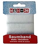 M&H-24 Saumband zum Aufbügeln Nähen Bügelband - Für Textilien Hosen Gardinen Vorhänge zum Kürzen Selbstklebend, Weiß 10m x 2