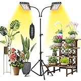 Garpsen Pflanzenlampe Led Vollspektrum mit Ständer, 120 LEDs Pflanzenlicht für Zimmerpflanzen, mit Verstellbares Stativ & Zeitschaltuhr(3/6/12H) Double Heads Grow Light für Gemüse, B