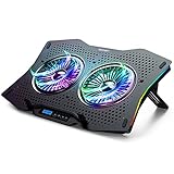 TECKNET Laptop Kühlpads RGB, 9-17 Zoll Gaming Laptop Kühler USB Notebook Lüfter Pad 2 USB-Ports 2 Lü