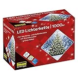 Idena 30188 - LED Lichterkette mit 1000 LED in warmweiß, mit 8 Stunden Timer Funktion und Transformator, ca. 25 m lang, Innen- und Außenbereich, als Deko für Partys, Weihnachten, H