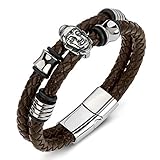 Daesar Freundschaftsarmband Partnerarmband Magnet Lederarmband 16.5CM für Charms, Buddha Leder Armband Herren Geflochten B