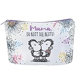 Sheepworld 46292 Kosmetiktäschchen Mama du bist die Beste, mit lila Reißverschluss und Innenfutter, 20 cm x 13,5 cm Mäppchen, Mehrfarbig