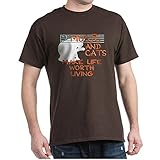 CafePress Musicandcats-Dark.Png T-Shirt aus Baumwolle Gr. M, b