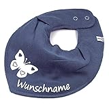 HALSTUCH SCHMETTERLING mit Namen oder Text personalisiert dunkelgrau für Baby