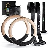 Turnringe Holz Ringe Turnen I ZenRings Fitness Gymnastikringe mit Türanker und Gurten inkl. Gratis E-Book, Workout-Guide I Crossfit Ringe Gym I Trainingsgerät für Zuhause + Outdoor (Natur)