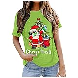 TTlove Damen Short Sleeve Tee Tops Weihnachten Bedruckt Kurzärmliges Atmungsaktives Blouse Laufshirt für Frauen ultraleichtes T-Shirt T