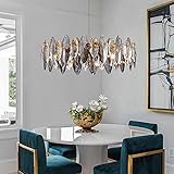 Wohnzimmerlampe Vintage Küchenlampen Hängelampe CRABOT Lampe Schlafzimmer Modern Gold Pendelleuchte Industriel Deckenleuchte Kronleuchter Kristall, 8-Flammig