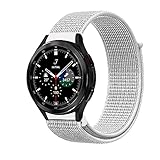 PaceBid 20mm Armband Kompatibel mit Galaxy Watch 4 40mm 44mm/Watch 4 Classic 42mm 46mm/Watch 3 41mm/Watch 42mm Weiches Nylon Verstellbares Ersatzband für Galaxy Watch Active 2 40mm 44mm/Active-Weiß