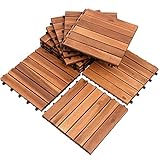 EINFEBEN Terrassenfliese Holzfliesen Akazie 1m², 30x30cm, Bodenbelag, Drainage, Garten Klick-F