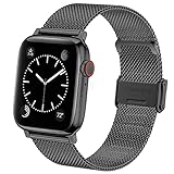 Vecann Armband Kompatibel mit Apple Watch 38 mm 42 mm 40 mm 44 mm,Schmaler Edelstahl-metallschnalle Verstellbarer Ersatzriemen Kompatibel für iWatch serie 6 5 4 3 2 1 SE