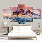 5 Teilig Leinwanddrucke Wohnzimmer Wohnkultur Abstrakt Poster Set Snow Lake Cloud Moderne Dekorationmit Rahme Leinwand Poster 5 Stück Kunstdruck HD Druck