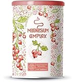 Magnesium Komplex - Magnesiumpulver mit 6 bioverfügbaren Magnesiumverbindungen und Johannisbeerengeschmack - Vegan, hochdosiert, zur Unterstützung von Muskeln, Nerven, Elektrolythaushalt - 300g