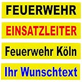 Reflexschild Rückenschild Zitronengelb leuchtgelb reflektierend mit Wunschtext individuell wie RETTUNGSDIENST FEUERWEHR NOTARZT in 15x5cm, 13x2,5cm, 30x5cm 38x8cm, 40x8cm, 42x8cm, 38x16cm (13x2,5cm)