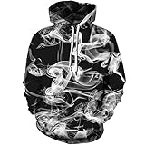 WXDSNH Smoke Ring Schwarz 3D Sport Sweatshirts Männer Frauen Druck Hoodies Graffiti Abstrakte Kapuze Langarm Casual Sportswear Kleidung