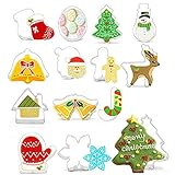Hicollie 14 Stück Weihnachten Ausstechformen Edelstahl Kuchen Plätzchen Ausstechformen Weihnachtsbaum Form Set Weihnachten Serie Kek