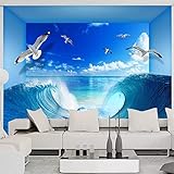 Fototapete 3D Effekt Wandtuch 3D Surf Seaside View Dolphin Wallcloth Tapete Wohnzimmer Schlafzimmer Hintergrund Wand Home Decor Custom S