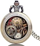 WYDSFWL Halskette Taschenuhr Antikes Design Gear Taschenuhr Quarz Herrenuhr Geschenk