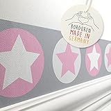 LOVELY LABEL Wunderschöne Kinderzimmer Bordüre selbstklebend I Made in Germany I Tapetenbordüre I Wandtattoo Mädchen & Junge I Sterne Rosa G