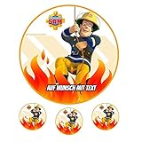 Tortenaufleger Geburtstag Tortenbild Zuckerbild Oblate Motiv: Feuerwehrmann Sam 21 (Oblatenpapier)