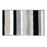 Pauwer Badezimmerteppich rutschfest Badematte Mikrofaser Waschbar Hochflor Badvorleger Badteppich,45 x 65 cm,Schw