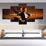 ZhuHZ 5 Leinwandbilder Titanic Filmplakat Wandkunst Malerei Romantisches Hochzeitsgeschenk Nordic Style Home Decoration G