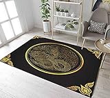 Kurzflor Wohnzimmer Teppich Schwarz-Gelb-Tier-Pokémon Teppiche für Wohnzimmer Outdoor Carpet ​Kinderzimmer Schlafzimmer Flur Läufer I rutschfeste Unterseite 120x170