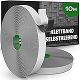 Klettband Selbstklebend extra Stark - 10m lange Rolle 20mm breit - Haken und Flauschband - Doppelseitges Klettverschluss passend fürs Fliegengitter und Wandbefestigung ohne bohren (Schwarz)