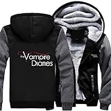 Herren Hoodies Pullover - Vampire Diaries 3D Print Mit Kapuze Sweatshirt Unisex Warme Casual Sports Volle Reißverschlussjacken - Teen Geschenk Grey-S