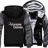 Herren Hoodies Pullover - Vampire Diaries 3D Print Mit Kapuze Sweatshirt Unisex Warme Casual Sports Volle Reißverschlussjacken - Teen Geschenk Grey-S