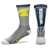 For Bare Feet NCAA Herren Socken Cool Grey Jump Key Crew, Herren, Michigan Wolverines, Larg