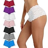 Psefnagx Damen Spitze & Baumwolle Regular & Plus Size Sexy Stretch Comfort Boyshort Freche Causal Panty Slutty Unterwäsche, 7 Pcs Assorted Colors, XX-Larg
