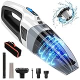 9500Pa Handstaubsauger Akku Beutellos Handstaubsauger 120W 2600mAh Kabellos Staubsauger Nass Trocken für Heim und Auto Autostaubsauger mit Bürste Aufbewahrungstasche Waschbarer Metall HEPA-F