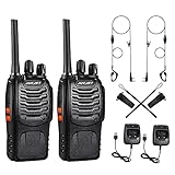 JUCJET 88E Walkie Talkie, Lizenzfrei PMR446 16 Kanäle Funkgeräte, mit USB Anschluß Aufladbare Tragbares 2-Wege-Funkgerät, Professionell und einfach zu bedienen (Schwarz, 2 Stück)