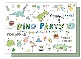 15 Einladungskarten Kindergeburtstag: 'Dino Party' Dinosaurier Geburtstagseinladungen Einladungen Geburtstag Kinder Mädchen (15 Karten mit 15 passenden Umschlägen Briefumschlägen)