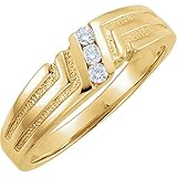 JewelryWeb Herren-Ehering 14 Karat Gelbgold 0,13 DWT poliert Diamant Größe V 1/2