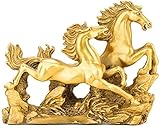 RR&LL Pferd Sammlerstück Figur, Tierstatue Metall Home Decor Lucky Geschenke & Dekor Skulptur Messing Kunsthandwerksgeschäftsgeschenke YHCH-Goldene 7.9