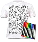 Splat Planet Meerjungfrau Ausmalen T-Shirt mit 10 ungiftigen waschbaren Zauberstiften - Ausmalen und Auswaschen T-Shirt, weiß, 7-8 J