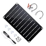 Topsolar 12V 10W Solar Autobatterie Ladegerät Tragbares Akku-Ladegerät Solarpanel Backup für Auto-Boot RV Traktor Motorrad Auto und B