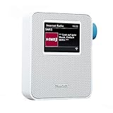 BLAUPUNKT PIB 100 Steckdosen Internetradio, WLAN Empfang, großes Farb-Display, Steckdose Digital Radio mit Bluetooth, Wecker, kleines Steckdosenradio, dimmbar, Senderspeicher, Sleeptimer, Weiß