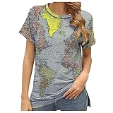 Tops Damen Langarmshirt Damen Mode tie dye drucken Bluse frühling und Herbst Oversize dünner bedrucktes Sweatshirt innen Shirt Basic Shirt Jumper Tops Sports Tshirt Teena(#220226-T-Shirt 02-A37, XL)