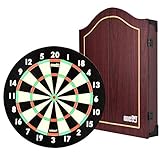 one80 professional perfection Sisal Bristle Dartscheibe Dartboard Kabinett, Papier Dartscheibe Dartboard Kabinett Set mit 6 Steeldart Dartpfeilen, B